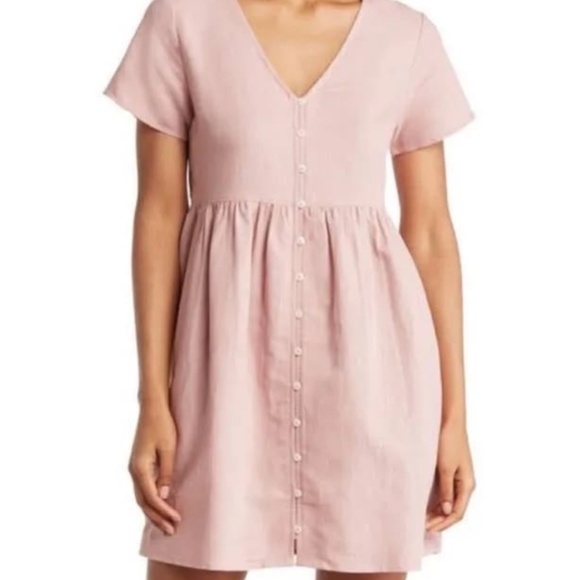 Madewell Linen-Blend Alexandra Button-Front Mini Dress Womens XS - Picture 2 of 9